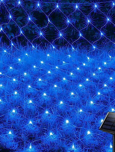  Solar-LED-Netzlichter Lichternetz Außen 8 Modi 200 LEDs 9.8ft x 6.6ft Tree Wrap Mesh Fee Twinkle Lichter für Außenterrasse Rasen Garten Veranda Büsche Campingfenster Weihnachten