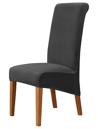  Samt-Plüsch-Esszimmerstuhlbezüge, Stuhlhussen Stretch-Stuhlbezug schwarz, Spandex-Stuhlschutz mit hoher Rückenlehne, Sitzbezug mit Gummiband für Esszimmer, Hochzeit