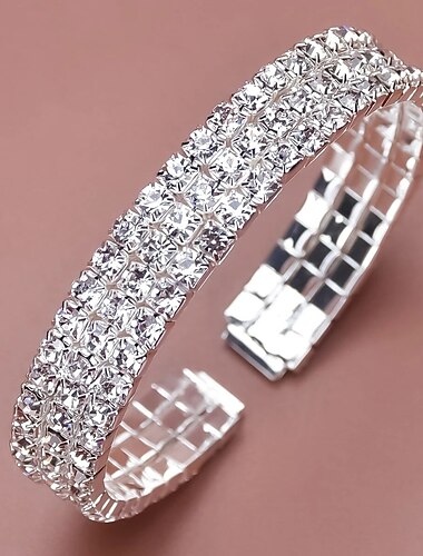  Bracelet Femme Multirang Précieux Personnalisé mode Artistique Luxe Elégant Bracelet Bijoux Argent Rond pour Cadeau Vacances Fiançailles Fête scolaire Festival