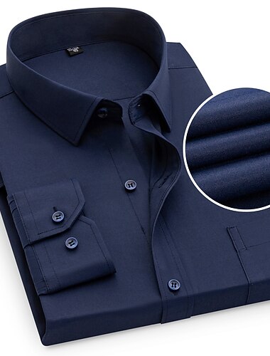  heren overhemd effen kleur vierkante hals lichtroze groen paars marineblauw lichtblauw casual dagelijks overhemden met kraag lange mouwen kleding designer / normale pasvorm / werk