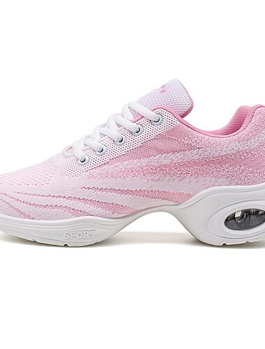  per donna scarpe da ginnastica da ballo hip hop allenamento performance pratica sneaker tacco spesso punta tonda lacci per adulto nero rosa pesca / bianco