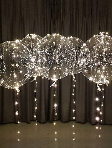  baloane cu bule luminoase, transparente, cu heliu, pentru festival, nuntă, decorațiuni pentru petrecerea de naștere, șir cu leduri, baloane de iluminat