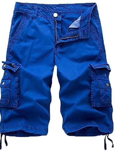  Herren Cargo Shorts Kurze Hosen Bermudas Arbeitsshorts Kurze Hose für Wanderer Bein Kordelzug Multi Pocket 6 Tasche Glatt Knielänge Sports Outdoor Ausgehen Strassenmode Klassisch Schwarz Rote