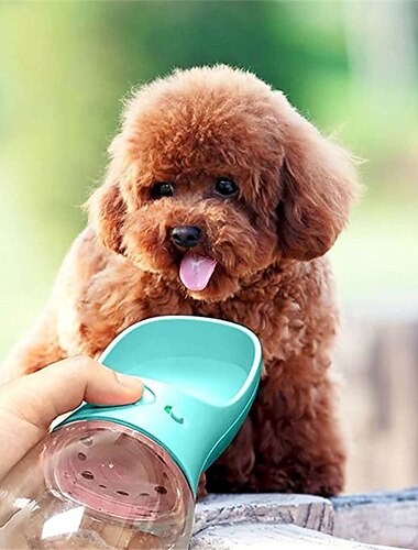  Wasserflasche für Hunde, auslaufsicherer tragbarer Wasserspender für Welpen mit Trinkfutter für Haustiere im Freien, Wandern, Reisen, lebensmittelechter Kunststoff