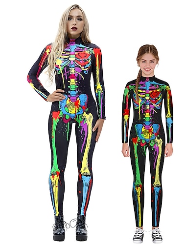  Cosplay Costume Outfits Bodysuit Skeleton / Skull Haganai Teenager Adults' Polyster Cosplay Costumes Knee Socks Athletic Socks Dress Socks Men's Women's Kid's Printing Carnival New Year