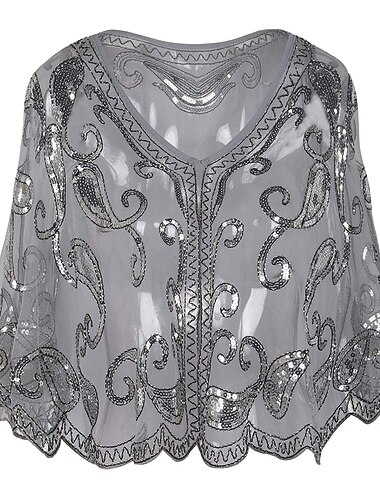  sjal&amp; wrap kvinners wrap bolero 1920-talls elegant gnistre&amp; shine halvermet tyll bryllup gjesteomslag med delt ledd for bryllup alle årstider