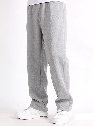  男性用 スウェットパンツ フリースパンツ ジョガー ズボン ストレートレッグスウェットパンツ 弾性ウエスト バギー まっすぐな足 純色 平織り 快適 高通気性 全長 スポーツ・アウトドア デイリーウェア ベーシック カジュアル / スポーティ ブラック ワイン マイクロエラスティック