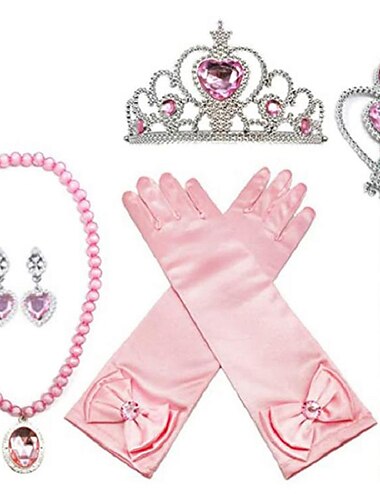 Kinder Baby Mädchen gefroren Aisha Krone Zauberstab Handschuhe Halskette Ohrringe Haarnadel Set Mädchen Party Kleidung Accessoires