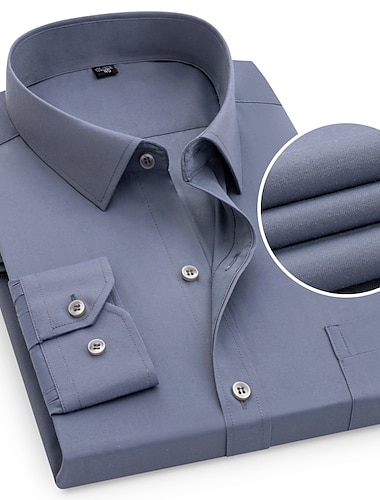  pánská společenská košile jednobarevná čtvercový výstřih světle růžová zelená fialová tmavě modrá světle modrá ležérní denní košile s límečkem s dlouhým rukávem oblečení návrhář / regular fit / práce