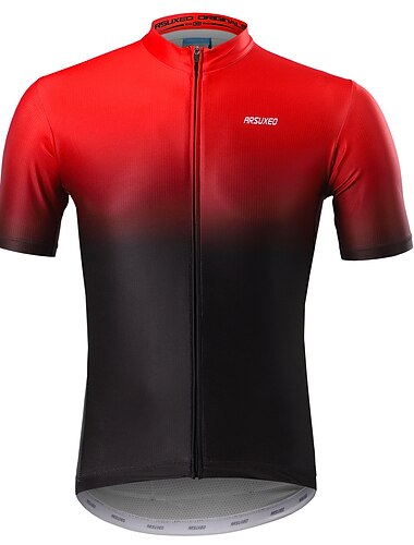  Arsuxeo Per uomo Maglia da ciclismo Manica corta Bicicletta Maglietta / Maglia con 3 tasche posteriori Traspirante Strisce riflettenti Tasca posteriore Elastico Nero Giallo Viola Gradiente Poliestere