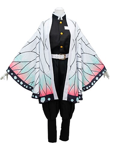  Inspiré par Tueur de démons: Kimetsu no Yaiba Kochou Shinobu Manga Costumes de Cosplay Japonais Costumes de Cosplay Perruques de Cosplay Tenue Haut Pantalon Ceinture Pour Femme / Plus d'accessoires