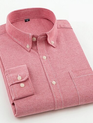  Voor heren Overhemd Button-down overhemd Oxford overhemd Shirt met kraag Effen Casual Dagelijks Zwart Marineblauw Groen Licht Blauw Lange mouw Strijkijzer Alle seizoenen Kleding