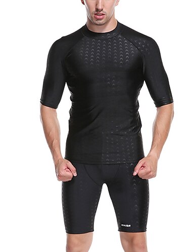  heren rash guard en zwemshort set upf50+ sneldrogende badmode met korte mouwen 2-delig badpak zwemmen surfen atletisch effen kleur zomer