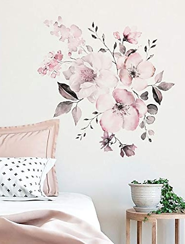 ملصقات حائط زهور الفاوانيا الجميلة للنساء ملصقات جدارية ملونة لتزيين المنزل 30x90 سم لغرفة النوم وغرفة المعيشة