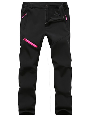  Women's Hiking Pants Trousers Fleece Lined Pants Softshell Pants Winter Outdoor Thermal Warm Windproof Breathable Water Resistant Pants / Trousers Bottoms Elastic Waist Zipper Pocket Black Grey