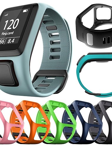  Ver Banda para TomTom Adventure Golfer 2, Runner Spark 3/2 Cardio+Music Silicona Reemplazo Correa Elástico Transpirable Correa Deportiva Pulsera