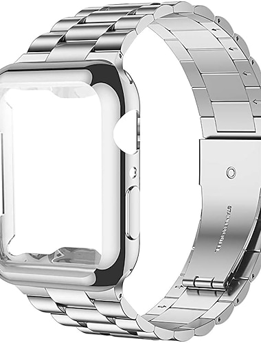  Brazalete de Eslabones Compatible con Apple Watch Correa con caso Cierre Metálico Hebilla Acero Inoxidable correa de repuesto para 38mm 40mm 41mm 42mm 44mm 45mm 49mm iwatch Series Ultra 8 7 6 SE 5 4