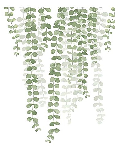  Abnehmbare grüne Pflanze Wandaufkleber DIY grüne Blätter Wandtattoos hängende Baumrebe Wanddekoration für Wohnzimmer Kinder Mädchen Baby Schlafzimmer Büro Kinderzimmer Haus Wanddekoration 30x90cm