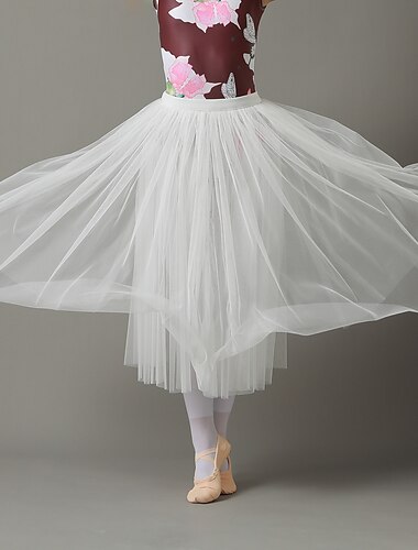  pustende ballettskjørt ballroom solid tyll kvinners treningsytelse høy polyester chiffon