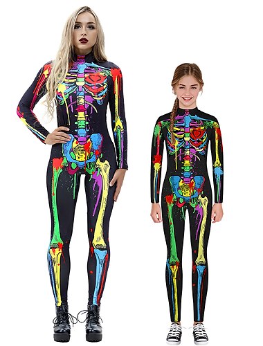  Cosplay Kostüm Outfits Bodysuit Totenkopf Herren Damen Kinder Knielänge Socken Sportsocken Anzug Socken Druck Polyester Kostüm für Karneval Neujahr Teenager Erwachsene