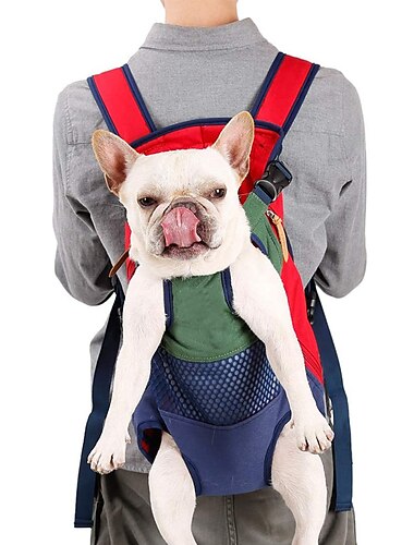  Mochila para perros con patas hacia fuera, transportador de viaje para mascotas ajustable con manos libres para perros pequeños y medianos, gatos, motocicleta, senderismo, caminar
