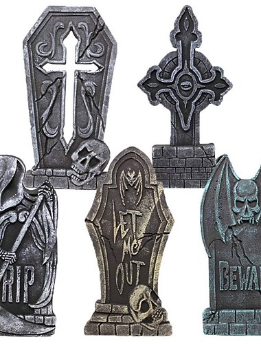  5pcs Halloween-Grabsteindekorationen realistische und wiederverwendbare Dekorationen und Zubehör für den Spukhaushof