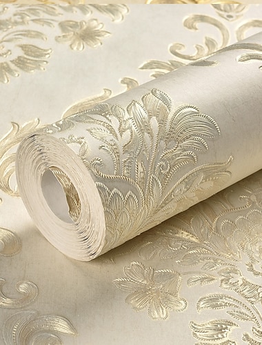  Cool wallpapers bloemendamastbehang muurschildering woondecoratie klassiek moderne wandbekleding, vliesstof materiaal lijm vereist behang, slaapkamer wandbekleding 53x950cm/20.87''x 374''