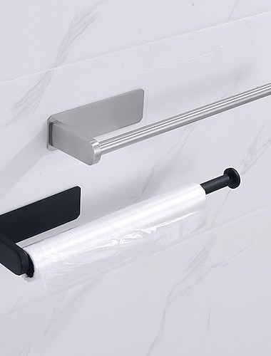  samoprzylepny uchwyt na ręczniki,uchwyt na papier toaletowy naścienny,uchwyt na papier toaletowy ze stali nierdzewnej, rolka chusteczki(czarny/chrom)