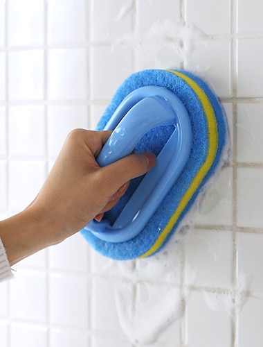  Spazzola per la pulizia della cucina del bagno Spazzola per la pulizia della parete del vetro della toilette Manico della spugna Fondo della vasca Utensili in ceramica