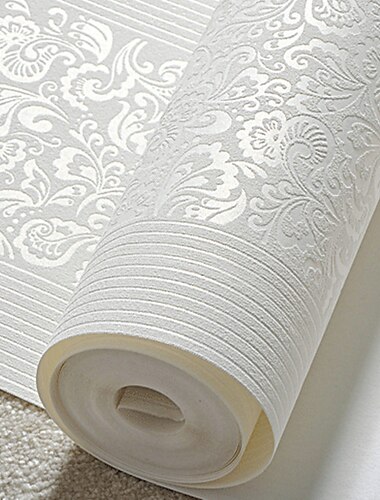  behang wandbekleding sticker film bloemen moderne reliëf streep driedimensionale reliëf strepen non woven homedeco 53*1000 cm