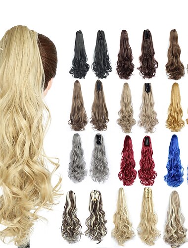  Clip Coletas Suave / Mujer / sintético Pelo sintético Pedazo de cabello La extensión del pelo Ondulado Grande 22 pulgadas Fiesta de Noche / Ropa Cotidiana / Vacaciones