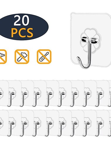  20pcs διαφανείς ισχυρές αυτοκόλλητες κρεμάστρες τοίχου πόρτας γάντζοι αναρρόφησης βαρύ φορτίο ράφι κορόιδα για την αποθήκευση κουζίνας γιρλάντες πετσέτες κρεμαστά άγκιστρα