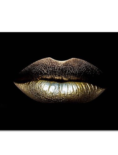  Wandkunst Leinwanddrucke Malerei Kunstwerk Bild Gold Lippen Heimtextilien Dekor gerollte Leinwand kein Rahmen ungerahmt ungedehnt
