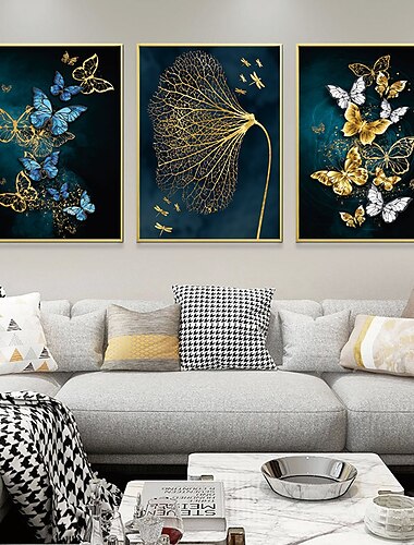  arte de la pared lienzo cartel pintura obra de arte imagen abstracto mariposa oro decoración del hogar dcor lienzo enrollado sin marco sin marco sin estirar