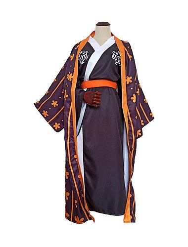  One Piece Trafalgar lag Animé Cosplay-kostym Kläder Japansk traditionell Kimono Cosplay-kostymer Kimono Trikot / Onesie Kimono Kappa Midjeskärp Till Herr Vuxna