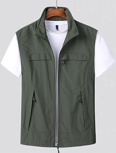  Herren Weste Angelweste Weste für Wanderer Ärmellose Weste Gilet-Jacke Outdoor Strasse Täglich Ausgehen Strassenmode Brautkleider schlicht Frühling Herbst Tasche Polyester Nylon Atmungsaktiv Glatt