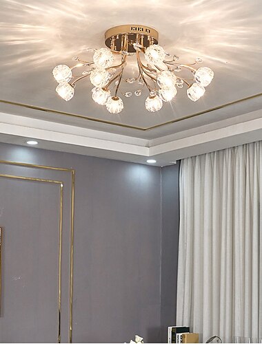  Lustre encastré led cristal plafonnier métal galvanisé style nordique 110-240v