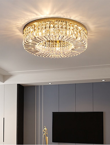  50cm 60cm 80cm plafondverlichting kristal unieke cirkel ontwerp kroonluchter metalen morden luxe nordic stijl slaapkamer woonkamer led kroonluchter 110-120v 220-240v