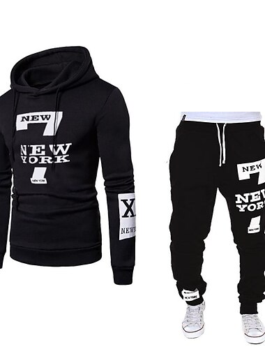  Herren Trainingsanzug Jogginganzug 2 Teile Strasse Langarm warm halten Feuchtigkeitsabsorbierend Weich Fitness Fitnesstraining Laufen Sportbekleidung Sportkleidung Weiß Schwarz Grau / Kapuzenshirt