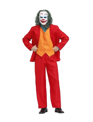  Burlesque Clown Joker Killerclown Cosplay Kostüm Outfits Anzüge Film Cosplay for Herren Erwachsene Maskerade