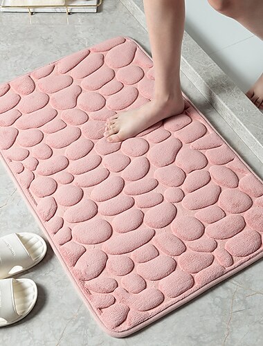  Rutschfeste Badematte mit Kopfsteinpflasterprägung, Memory Foam-Unterlage, waschbare Badvorleger, schnell wasserabsorbierend, rutschfest, waschbar, dicker, weicher und bequemer Teppich für Duschräume