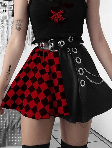  ancien Punk & Gothique Bal Masqué Fille gothique À carreaux Normal Femmes Événement / Fête Adulte Jupes Été Printemps