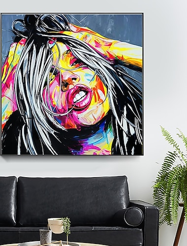  Ölgemälde handgemachte handgemalte Wandkunst moderne Pop-Art-Figur Porträt Frau Hauptdekoration Dekor gerollte Leinwand kein Rahmen ungedehnt