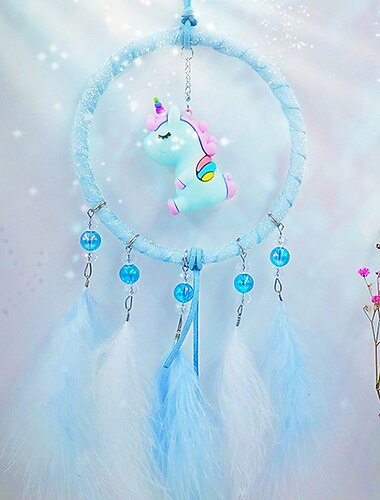  boho acchiappasogni regalo fatto a mano appeso a parete arredamento arte ornamento mestiere cuore unicorno piuma per bambini camera da letto matrimonio festival
