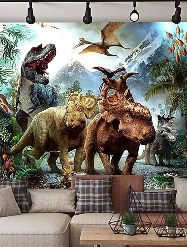  ديناصور العالم قماش مزخرف جداري ديكور فني بطانية ستارة معلقة ديكور غرفة نوم المنزل وغرفة المعيشة