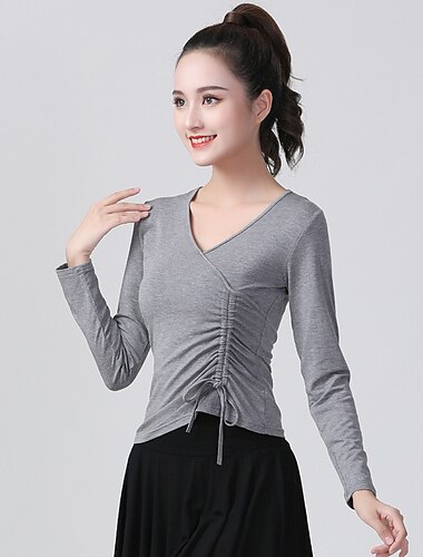  ריקוד לטיני ריקודים סלוניים עליון מוצק בגדי ריקוד נשים הדרכה הצגה שרוול ארוך צורני