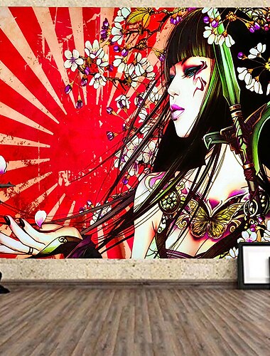  اليابانية نمط نسيج جدار الفن ديكور بطانية الستار شنقا المنزل غرفة نوم غرفة المعيشة الديكور البوليستر