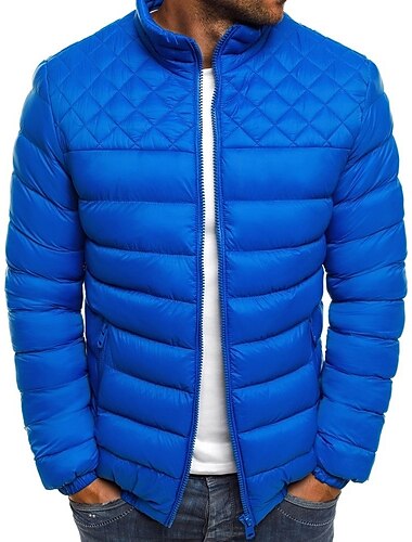  Herren Steppjacke Wattierte Jacke Bomberjacken Diamant Winterjacke Reißverschluss Stehkragen Rippe Uni winddicht atmungsaktiv leichte Oberbekleidung Trenchcoat Top Angeln Reisen Skifahren