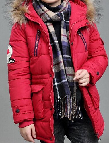  Chlapecké 3D Dětská bunda Puffer Jacket Bez vzoru Písmeno Péřová bunda Kabát Parky Dlouhý rukáv Zima Aktivní Chladný Děti 4-13 let Škola ulice Běžný