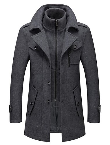  Per uomo Cappotto invernale Cappotto di lana Cappotto Attività commerciale Informale Primavera Inverno Autunno Lana Antivento Caldo Capispalla Abbigliamento Attivo Moderno Tinta unita Colletto